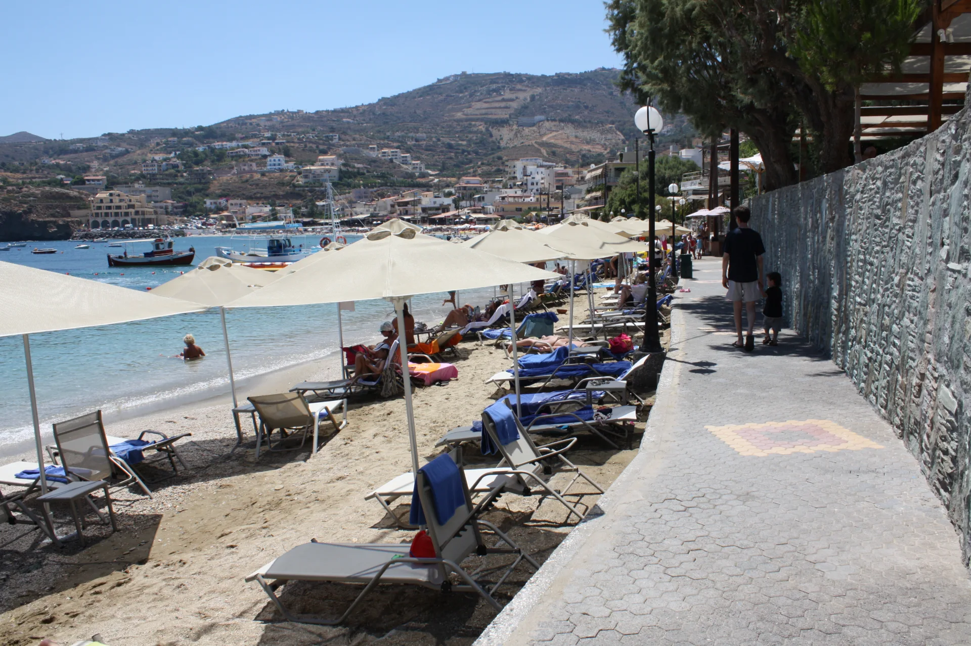 View across the beach and sheltered bay of Agia Pelagia near Heraklion