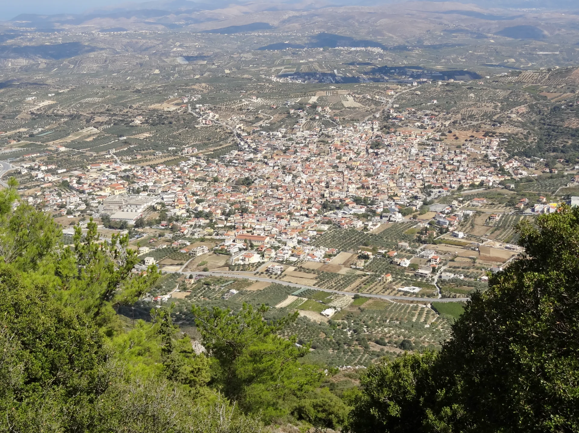 View across the village of Archanes and its densely built hillsides inland from Heraklion